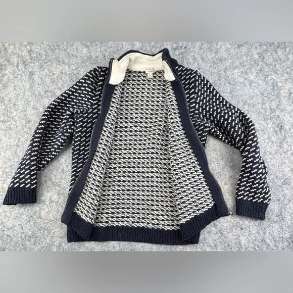 L.L. Bean | Vintage | Birdseye Norwegian Wool | Zipper |‎ Navy Blue | Small - Picture 3 of 9
